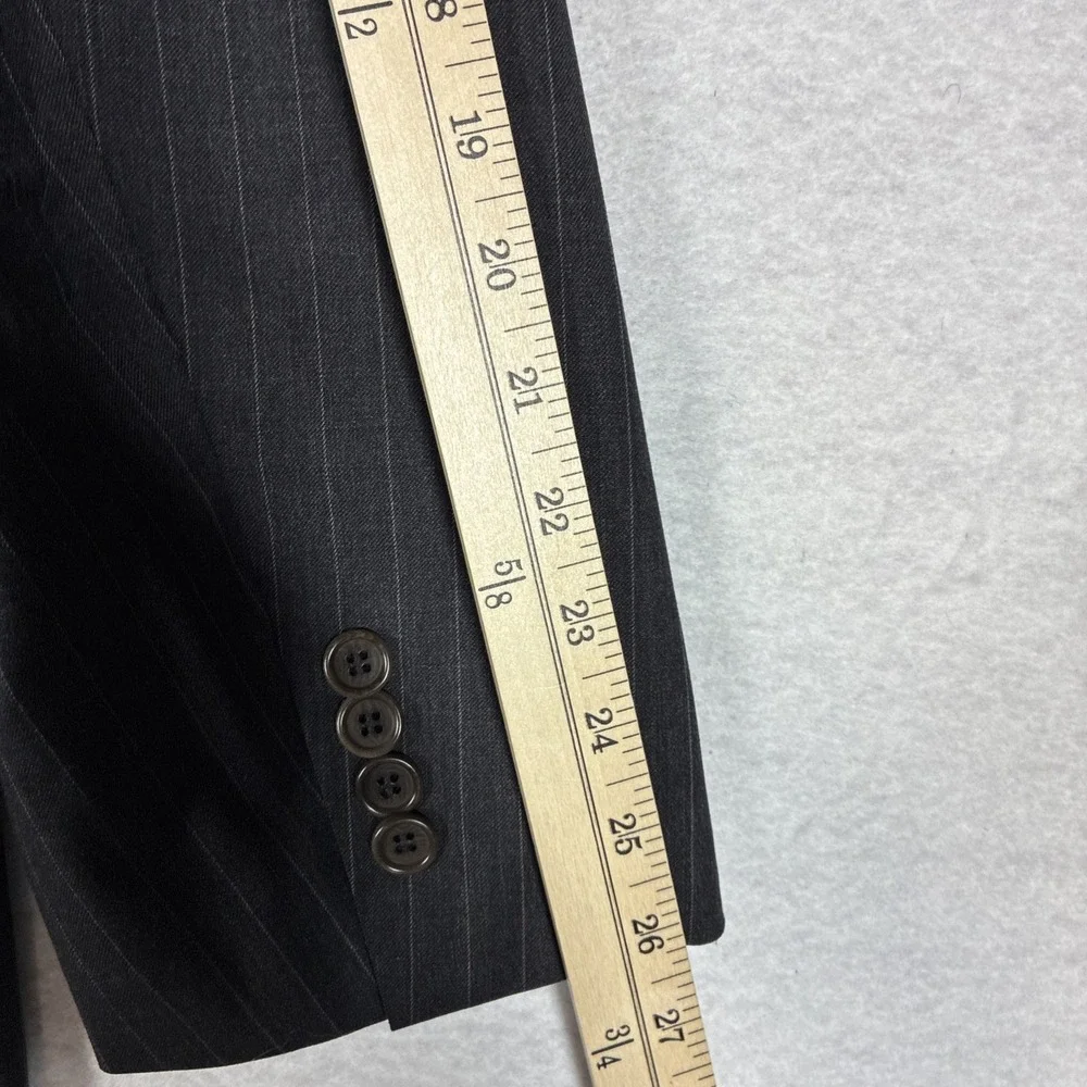 Vintage Brooks Brothers 46L USA MADE Gray Pinstripe Super 110s Wool Suit Jacket